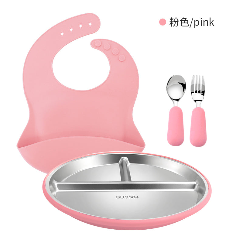 4pcs Silicone & 304 tainless Steel Feeding Set for Baby