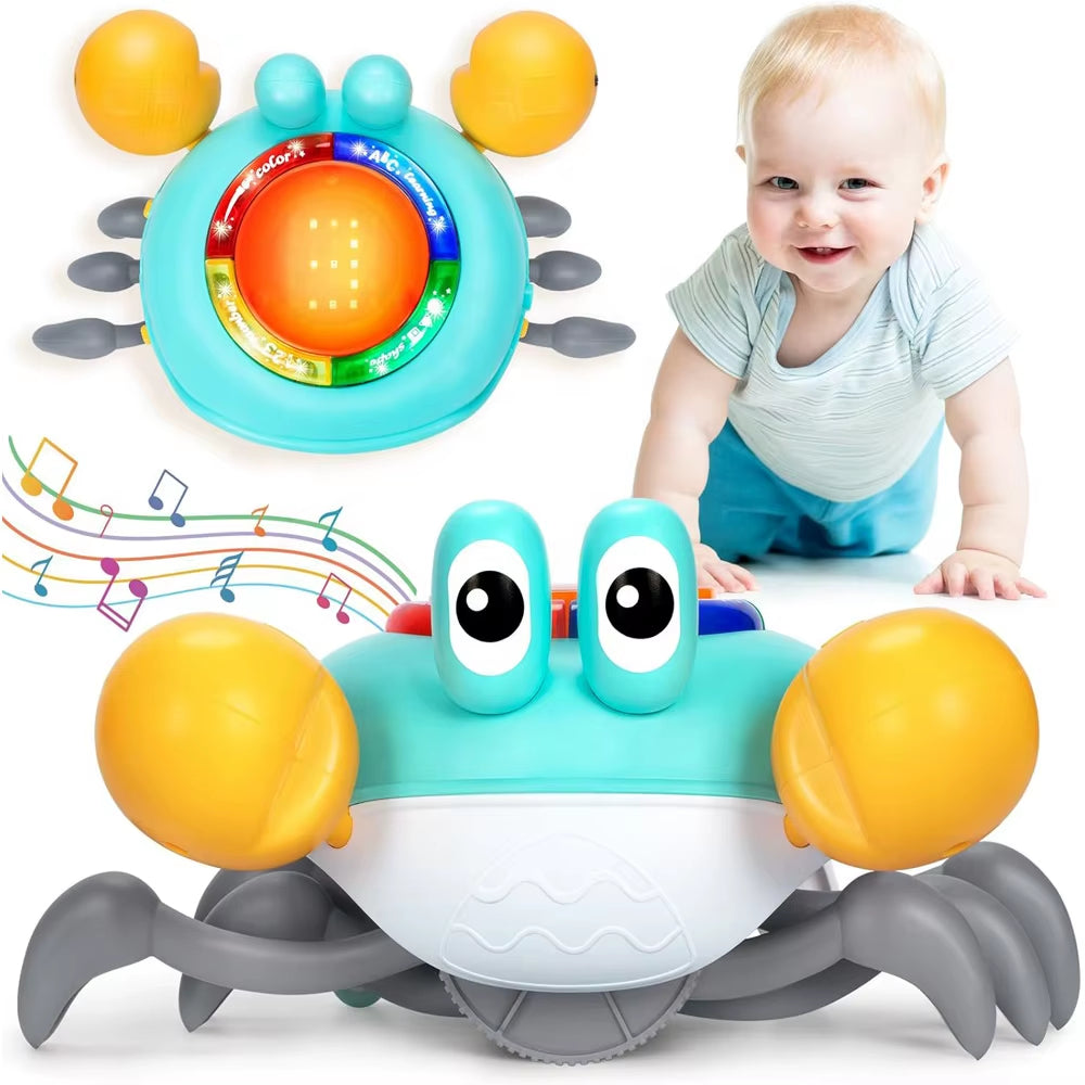 Musical Crawling Crab Hand Clapping Drums Toy with Light for Baby