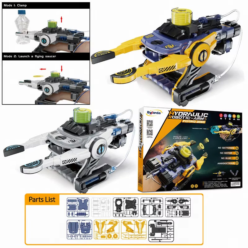 Ambidextrous Hydraulic Robot Arm Claw Toy Manipulator Flying Disc Toys for Kids
