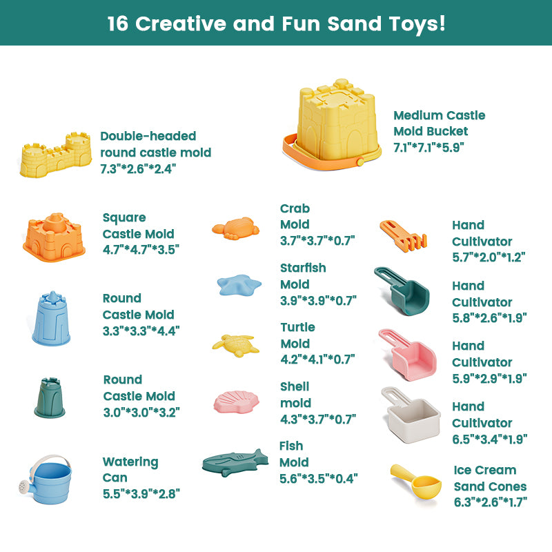 Silicone Beach Toys Set 7/12/13/16pcak