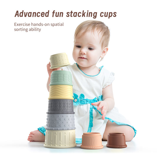 Food Grade Silicone Babies Toys Games Sensory Stacking Educational Set for Baby