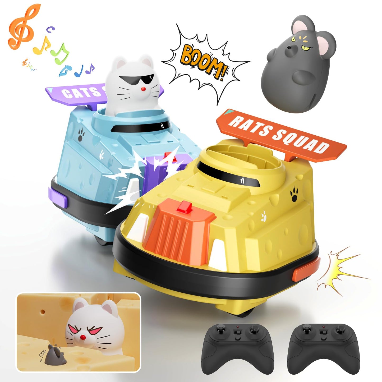 RC Cheese Bumper Car Double Remote Control Car for Kids Adult