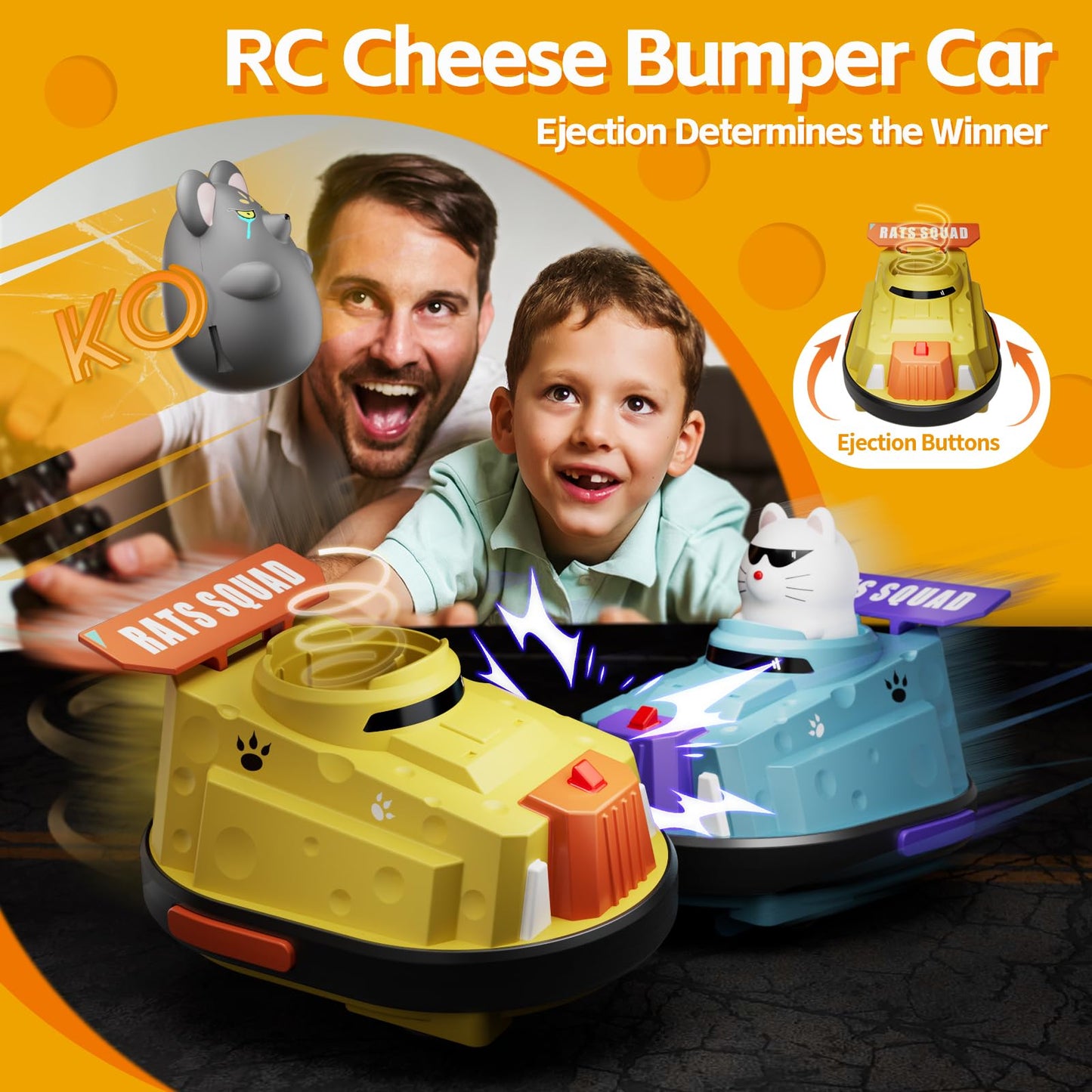 RC Cheese Bumper Car Double Remote Control Car for Kids Adult