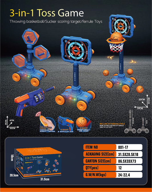 3 in 1 Basket Ball Toss Game Toy
