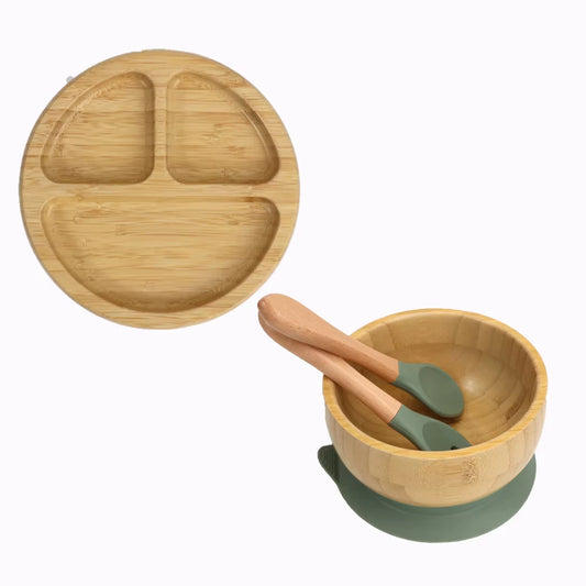 4pcs Bamboo Feeding Spoon Fork Tableware Set for Baby
