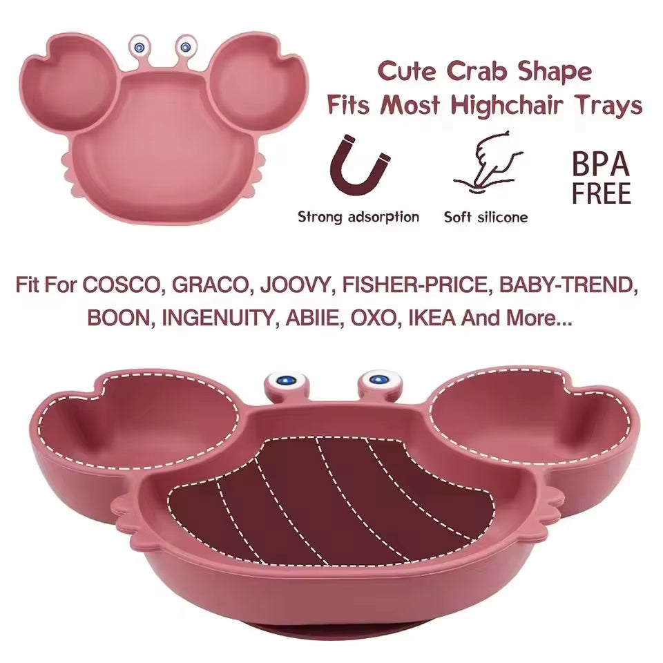 Crab Silicone Dining Suction Plate for Baby