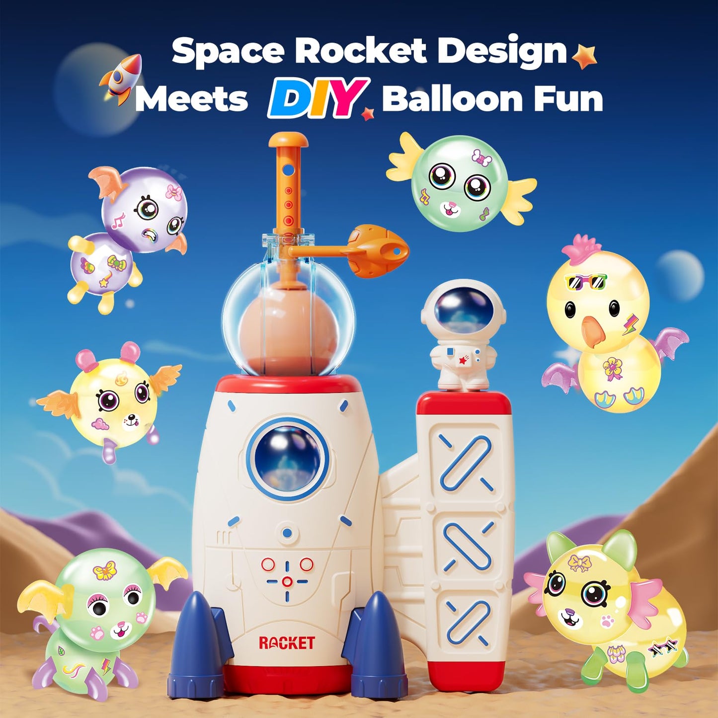 DIY Creative Sticky Ball Fun Balloon Inflator Machine Toys for Kid