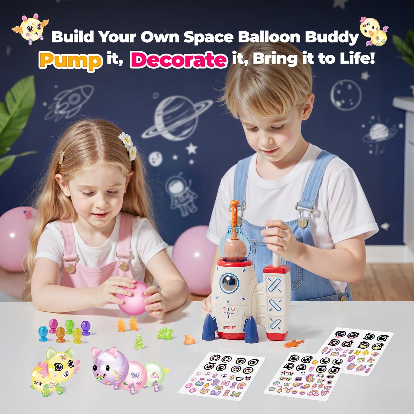 DIY Creative Sticky Ball Fun Balloon Inflator Machine Toys for Kid