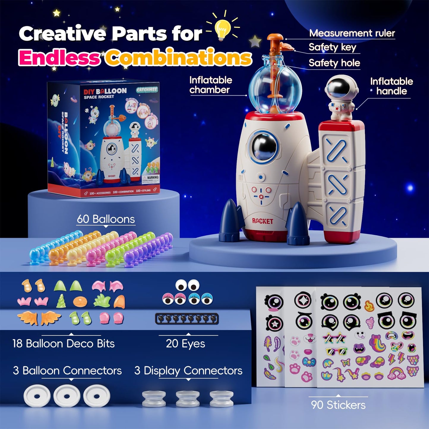 DIY Creative Sticky Ball Fun Balloon Inflator Machine Toys for Kid